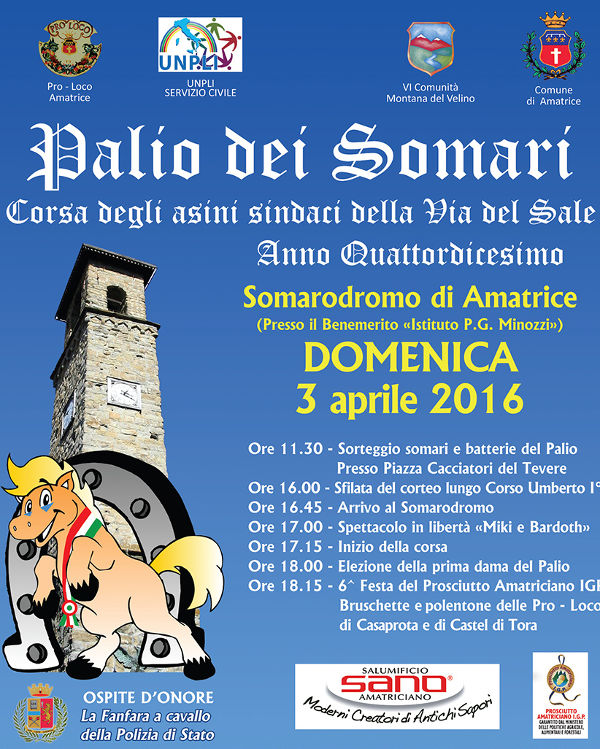 Amatrice - 14^ edizione del PALIO DEI SOMARI SINDACI 2016 Amatrice - 14^ edizione del PALIO DEI SOMARI SINDACI 2016