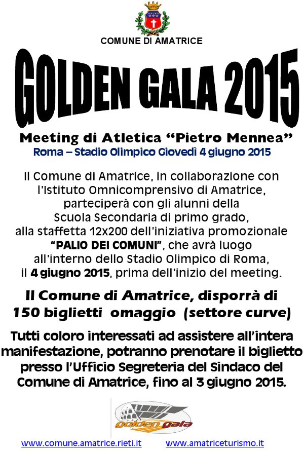 Golden Gala 2015 meeting di Atletica, Stadio Olimpico Roma