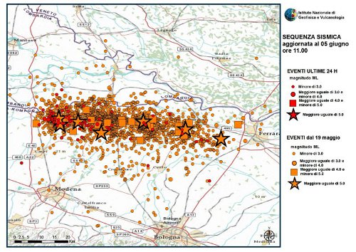 Sequenza sismica Emilia Romagna